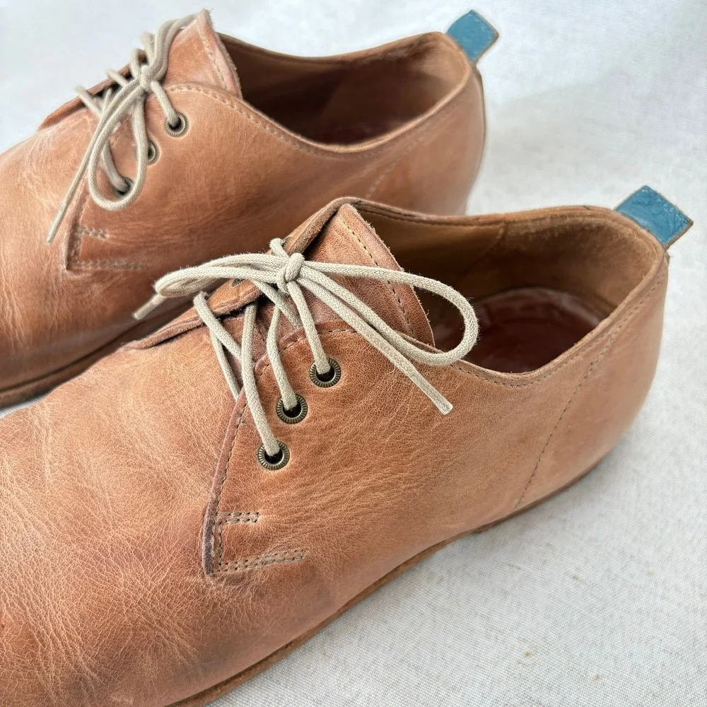 MOMA Mens Brown Leather Derby‎ Lace Up Oxford Dress Italian Shoes Casual